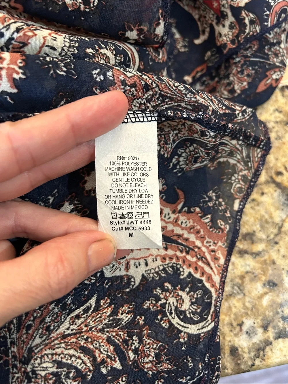 Try!This Sz M Women's Navy Paisley Sheer Duster